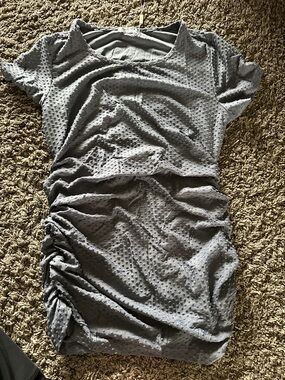 Ekouaer gray Womens Maternity Short Sleeve Side Ruched Swiss Dot T Shirt Top